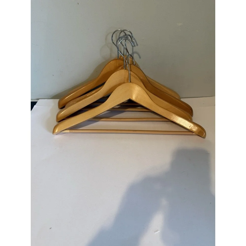 Heavy Duty Wooden Hangers Pants Suits Light Dark, Unbranded, Lot of 5